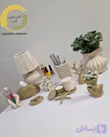 ست کامل نظم دهنده میز آرایش بهمراه آباژور، گلدون و جا دستمال کاغذی