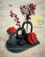 ست دکوری دکوراتیو با شمع و گل خشک