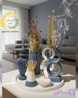 ست کامل دکوری بهمراه گل خشک و شمع ها و کبریت پایه بلند (کد DP9WT)