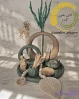 ست دکوری کامل بهمراه گل خشک و شمع ها و کبریت پایه بلند