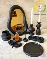 ست هفت سین دفورمه ده تیکه بهمراه بطری سرکه و جفت شمع قلمی