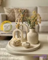 ست شمع و گل خشک ۳ تیکه