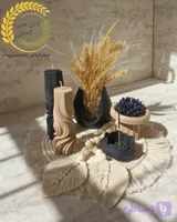 ست دکوری کامل بهمراه گل خشک و شمع ها رانر و تسبیح دکوراتیو