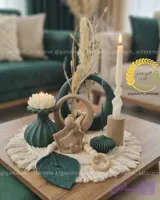 ست کامل دکوری بهمراه گل خشک و شمع ها و رانر و تسبیح دکوراتیو