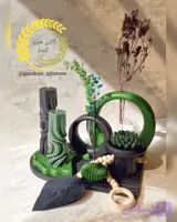 ست کامل دکوری بهمراه شمع و گل خشگ تسبیح دکوراتیو و رانر