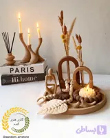 ست دکوری با شمع ها و گل خشک و تسبیح دکوراتیو