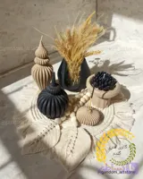 ست کامل دکوری بهمراه گل خشک و شمع ها و تسبیح دکوراتیو و رانر
