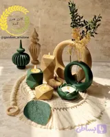 ست کامل دکوری بهمراه گل خشک و شمع ها و تسبیح دکوراتیو و رانر (کد DIZBR)