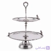 شیرینی دو طبقه برنجی تاینی نقره ای