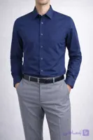 پیراهن مردانه کلاسیک رنگ سرمه ای