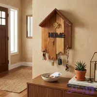 جاکلیدی دیواری چوبی طرح خانه home | جاکلیدی و استند دیواری فانتزی دکوراتیو