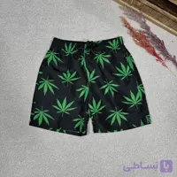 شلوارک مموری وارداتی طرح برگ رنگ مشکی