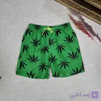 شلوارک مموری وارداتی طرح برگ رنگ سبز