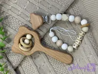 ست جغجغه و بند پستونک طرح تدی🧸 (کد AHRQK)