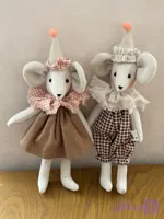🐭 عروسک پارچه‌ای موش کلاه‌دار دست‌ساز (کد 6IYB5)