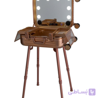 کیف و ترولی حرفه‌ای میکاپ MAYLAN مدل MAYLAN007-2 – Makeup Train Stand Case با استند، مناسب میکاپ آرتیست و استودیو، رزگلد