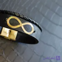 دستبند چرم گاوی دولایه با یراق استیل رنگ ثابت