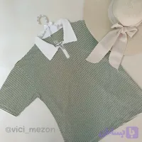 تیشرت زنانه مدل آستین کوتاه یقه زیپدار جنس نخ پنبه