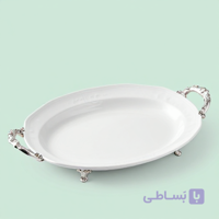 دیس پذیرایی چینی سفید با دسته‌ و پایه کد ۱۲