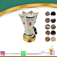 بخور سوز برقی نگینی چراغ دار نقره ای