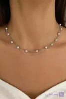 گردنبند زنانه سه رج مروارید نقره ایتالیایی عیار 925 طراحی لوکس و اصیل