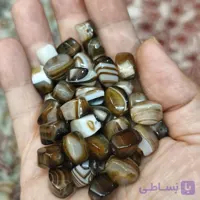 مهره سنگ سلیمانی قهوه ای روشن  هلی پیچ اصل طبیعی سوراخ دار