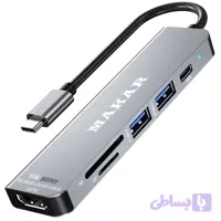 هاب ۶ کاره USB-C ماکار مدل MK-HDMI؛ مبدل حرفه‌ای لپ‌تاپ و موبایل با HDMI، PD و رم‌ ریدر