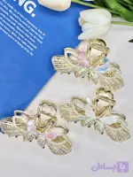 کلیپس فلزی فول نگین صدفی طرح پروانه 10.5cm (کد 8CLCY)