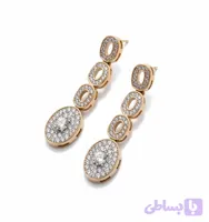 گوشواره ژوپینگ مدل آویز بیضی نگین‌دار