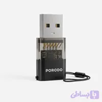تبدیل OTG شفاف Porodo MiniLink از USB-C ماده به USB-A نر مدل PDCTOA5DGY