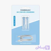باتری شارژی پاورولوژی Powerology مدل AA و AAA با درگاه USB-C بسته ۲ عددی