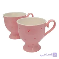 فنجان سرامیکی طرح قلبی رنگ صورتی