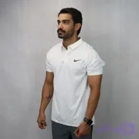 تیشرت یقه دار مردانه طرح نایک اورجینال سفید