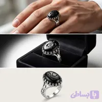 انگشتر نقره عقیق مشکی حکاکی علی