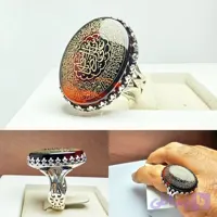 انگشتر عقیق مشکی حکاکی علی‌بن‌موسی‌الرضا و دعای خاصه امام‌رضا