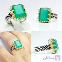 انگشتر عقیق سبز چهارگوش (کد H0VUR)