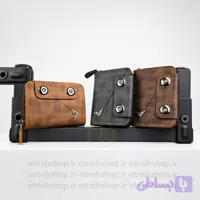 کیف کارت دو قفل مگنت آکاردئونی وارداتی (چرم صنعتی طرح‌دار، ۱۸ جای کارت، ابعاد کوچک) | فروشگاه کیف اتریش