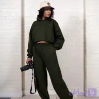 ست زنانه هودی کراپ شلوار بگ توکرک