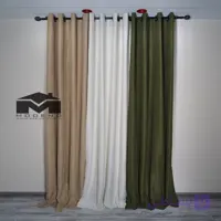 پرده پانچ دو رنگ سبز و کرمی