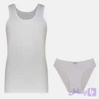 ست شورت و زیرپوش رکابی مردانه جناب کد 110 رنگ سفید پنبه صد در صد