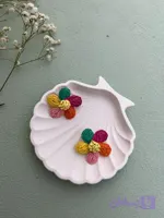گوشواره رافیا طرح رنگین کمان کد E105