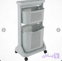 سبد رخت ۲ طبقه چند منظوره طرح بافت لیمون رنگ طوسی