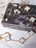 دستبند زنانه ونکلیف سفید جنس استیل