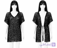 رومایویی گیپور مشکی جلوباز وجلوبسته فری سایزکد ۱۱۰
