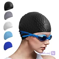 کلاه شنا وارداتی پفکی سیلیکونی ضدآب مناسب برای خانم ها و آقایان کد۱۴۰