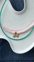 گردنبند زنانه پاپیون ۳ رج صورتی کله غازی ضد حساسیت