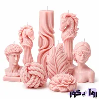 مجموعه شمع دکوراتیو لوکس مدل کلاسیو؛ پکیج ۸ پارچه تندیس‌ های هنری و ژورنالی صورتی پاستلی