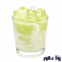 شمع ژله‌ ای ماچا لاته مدل یخ کریستالی؛ اکسسوری دکوری دست‌ ساز