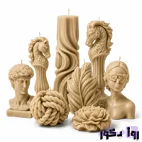 مجموعه شمع دکوراتیو لوکس مدل کلاسیو؛ پکیج ۸ پارچه تندیس‌ های هنری و ژورنالی کرم نود