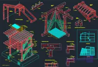 دیتیل‌های سازه‌ای و معماری خانه های چوبی Wood Frame House DWG